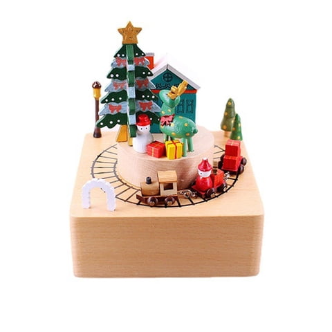 Bothyi - Cajas Musicales De Madera Navideñas Con Melodía ""Feliz Navidad"" Para El Tren De Navidad Familiar