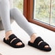 thumbnail image 2 of Pantuflas negras de doble tira con memoria de espuma LongBay para mujer, talla 9-10, 2 of 6