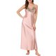 thumbnail image 2 of INSPIRE CHIC Vestido de Noche Largo sin Mangas para Mujer con Encaje en el Escote en V y Tirantes Ajustables de Espagueti, Vestido de Dormir Sedoso para Primavera Verano XS Rosa, 2 of 5