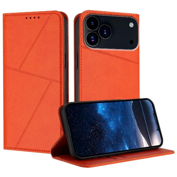 Funda Cartera Magnética para iPhone 17 Pro Max Protección Antichoque con Ranuras Naranja