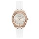 thumbnail image 1 of Reloj GUESS en tono oro rosa y silicona blanca cristalina, 1 of 3