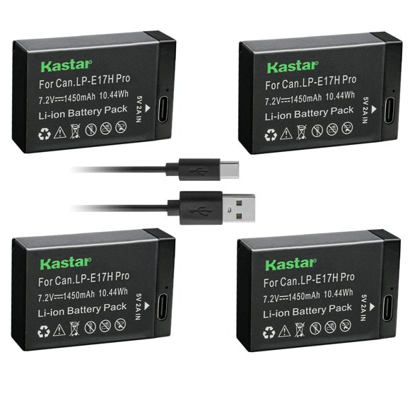 Batería Kastar LP‑E17H Pro 4 unidades Tipo‑C 1450 mAh