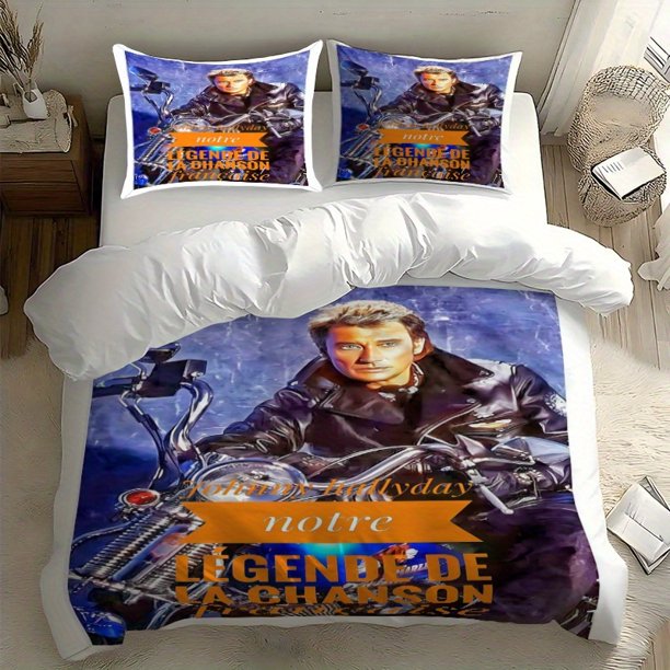 3pcs JN-HLD Rock Legend Tour Logo Printed Bedding Set Duvet Cover + 2 Pillowcases