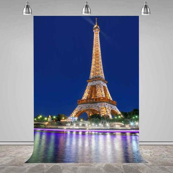 Fondo fotográfico MEETSIOY 1,5 x 2,1 m Torre Eiffel – Noche de París