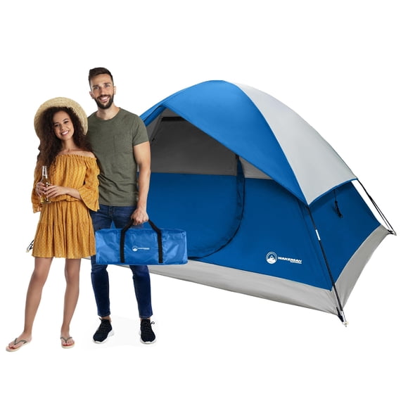 Tienda de campaña Wakeman Outdoors para 4 personas con funda impermeable y bolsa, color azul