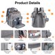 thumbnail image 3 of Mochila para pañales Shengmeister con cambiador gris, 3 of 7