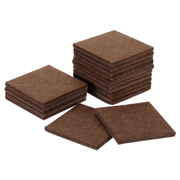 Uxcell Almohadillas para Muebles, 16 Piezas 2.5" Cuadradas Autoadhesivas de Fieltro, Protectores de Piso para Patas de Muebles, Sillas, Pisos de Madera (Marrón)