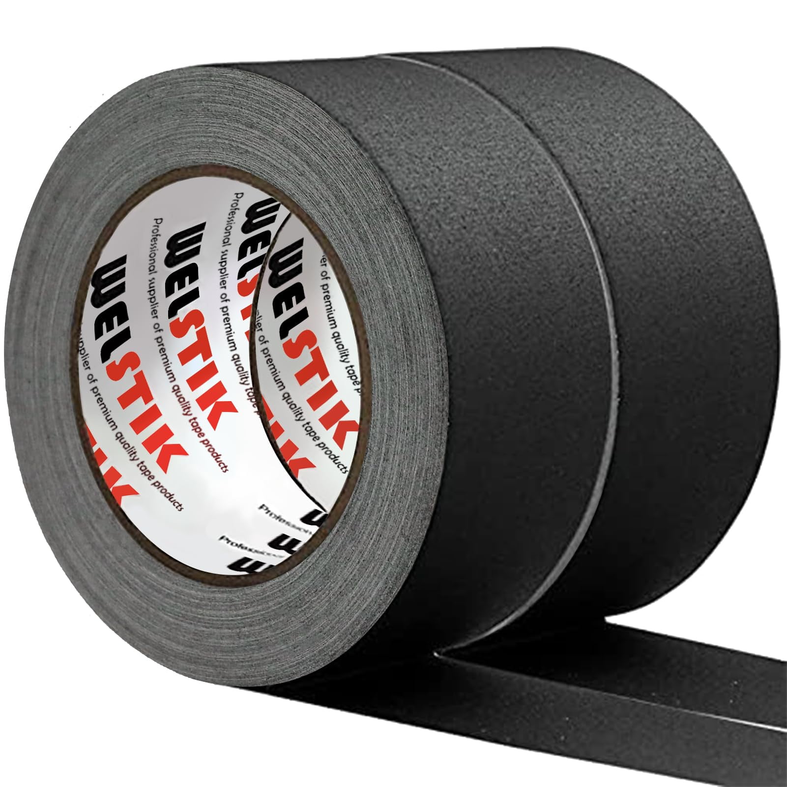 Welstik - Cinta Adhesiva Negra 2 X 33 Yardas Impermeable Acabado Mate