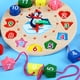thumbnail image 1 of Wooden Digital Clock Children's Alarm Clock Educational Early Education Beaded Building Blocks Baby Three-dimensional Puzzle Shape Matching Toys, 1 of 4
