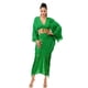 thumbnail image 4 of Conjunto De Blusa De Manga Larga Con Cuello En V Y Falda Con Cintura Elástica Larga Desgastada Verde (para Mujer), 4 of 4