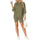 thumbnail image 2 of INSPIRE CHIC Conjunto de salón de punto acanalado para mujer Camiseta de manga corta de gran tamaño y pantalones cortos de ciclista de cintura alta Conjunto suave de dos piezas para verano S Verde, 2 of 6