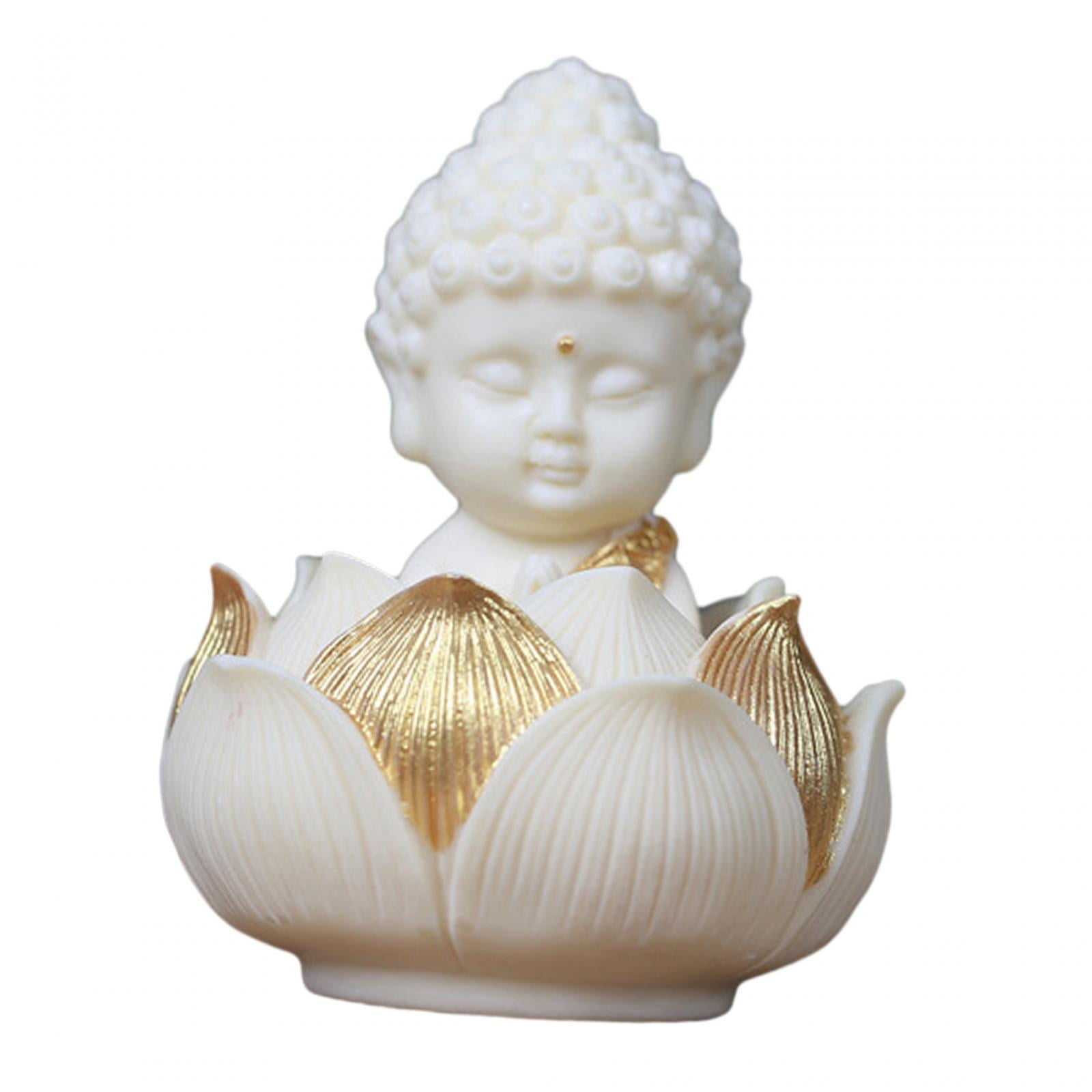 Bothyi - Estatua De Buda Tallada En Madera, Adorno De Escritorio Hecho A Mano Para Estante De Sala De Yoga