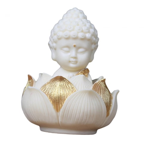 Bothyi - Estatua De Buda Tallada En Madera, Adorno De Escritorio Hecho A Mano Para Estante De Sala De Yoga