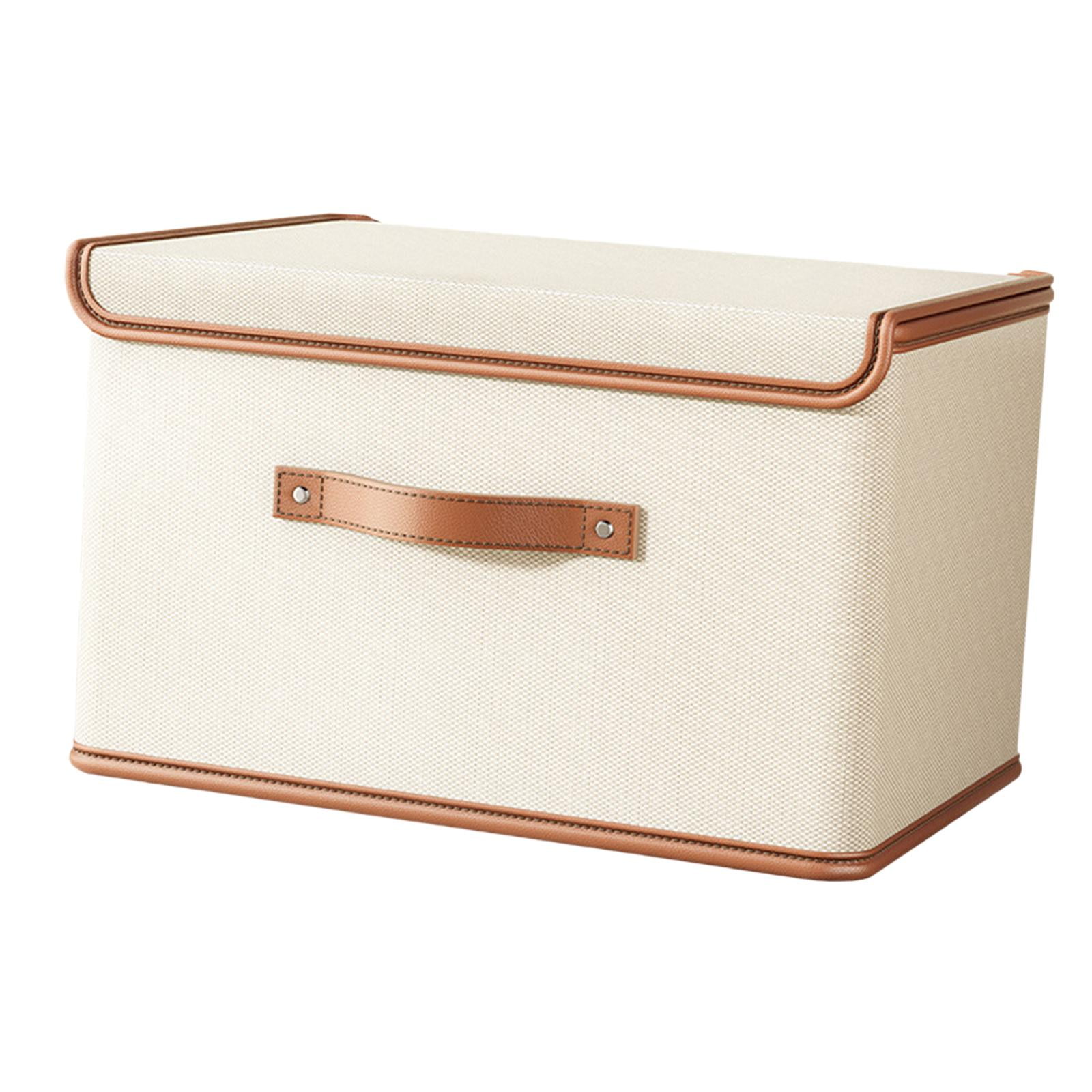 Magideal - Contenedor De Almacenamiento Con Tapa, Cesta De Almacenamiento De Tela Plegable, Organizador De Juguetes Para Niños, Ropa, Almohadas, Organización De Beige 37x27x26cm