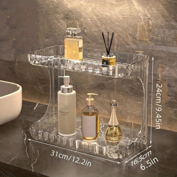 1pc Light Luxury Acrylic Storage Rack, Double-layer Toilet Washstand Cosmetic Storage Box, Bathroom Desktop Skin Care Products Storage Rack