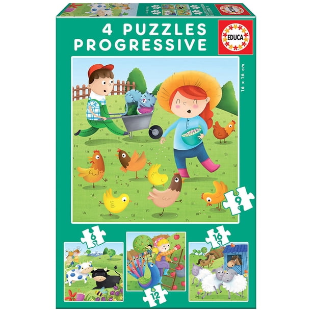 4 Puzzles Progresivos Animales De La Granja | Lider
