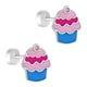 thumbnail image 2 of Aros de cupcakes con esmaltado multicolor con un circon rosa para niñas, 2 of 2