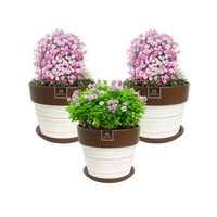 Pottery - Set De 4 Maceta Greta 22Cm Blanca Y Sus Platos