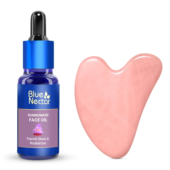Aceite facial Blue Nectar Kumkumadi con Gua Sha 30 ml para mujeres y hombres