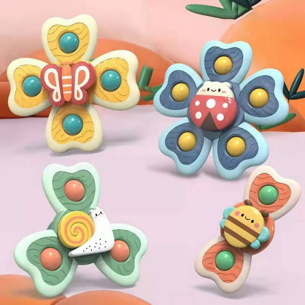 Suction Cup Spinning Top Toys, Insects Suction Spinner Toys For Babies, Window Suction Toys For Baby High Chair Tray Bath Table Airplane Travel, Sensory Toys And Best Gift For Toddlers