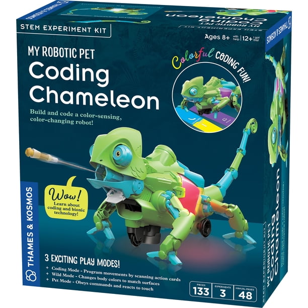 Kit de construcción y experimentación STEM Thames & Kosmos Coding Chameleon Robotic Pet