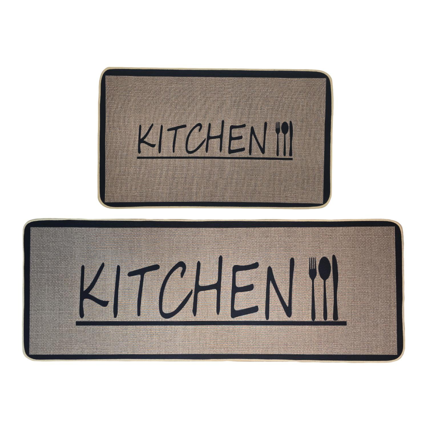 Fliperex - Set 2 Alfombras De Cocina Goma Antideslizante Diseño Kitchen Cafe