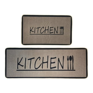 Fliperex - Set 2 Alfombras De Cocina Goma Antideslizante Diseño Kitchen Cafe