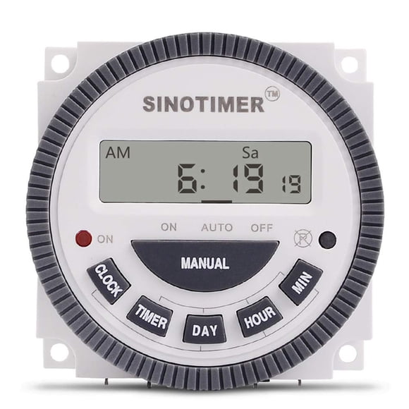 Interruptor temporizador SINOTIMER TM619-3 24 V, LCD digital, 16 A, 1NO+1NC