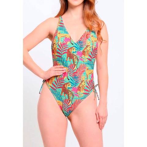 Samia - Traje De Baño Rebajado Estampado Rojo L