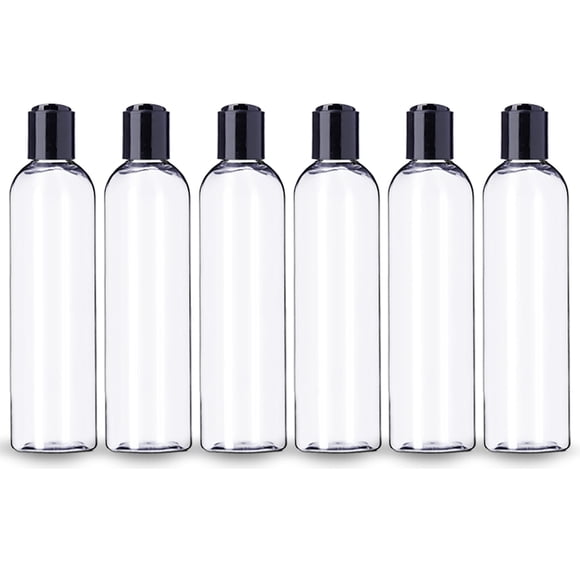 Botellas de plástico ljdeals 240 ml con tapas de disco negro x6