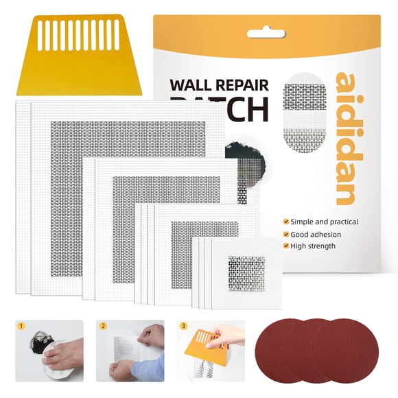 Kit de parches para paneles de yeso Aididan Aluminium Repair, 12 piezas para agujeros