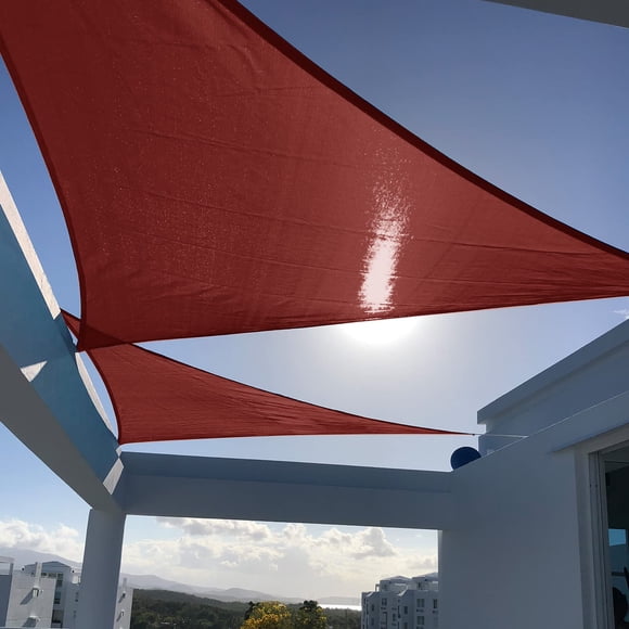 Vela de sombra triangular SUNNY GUARD 3 m color rojo terracota con bloqueo UV