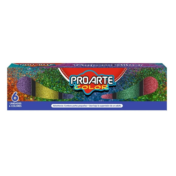 Tempera Proarte Glitter 6 colores frasco