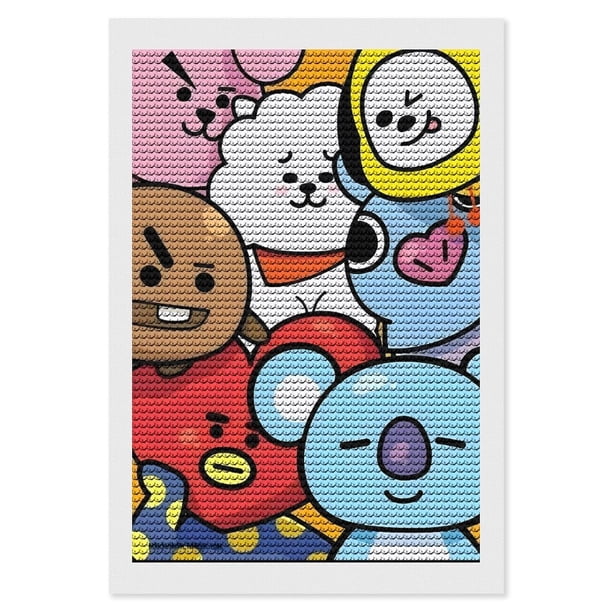 BT21 Kits de Pintura de Diamantes para Adultos 5D DIY Diamond Art Kits Full Drill Diamond Dots para Regalo Decoración de Pared y Relajación Artes de Gemas 20*30cm