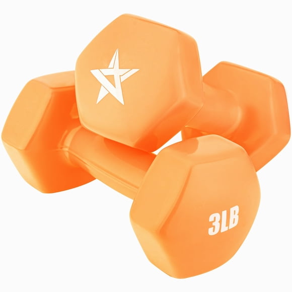 Mancuernas Yes4All recubiertas de vinilo de 1.36 kg, naranja intenso, par