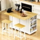 thumbnail image 2 of 48 inch Kitchen Island with Drop Leaf,Power Outlet,Internal Storage Rack,Rolling Kitchen Storage Cart on 5 Wheels with 5 Open Side Racks for Kitchen,White (Old SKU N707P257057W)(Not Include Stools), 2 of 3