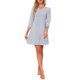 thumbnail image 2 of INSPIRE CHIC Vestido de Dormir de Mujer de Mezcla de Algodón a Rayas Suave con Mangas 3/4 y Cuello Redondo para Descanso y Hora de Dormir L Azul Marino, 2 of 6