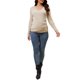 thumbnail image 2 of INSPIRE CHIC Camiseta de manga larga para maternidad de mujer, cuello en V, tops envolventes elásticos, camisetas de lactancia fruncidas, M albaricoque, 2 of 6