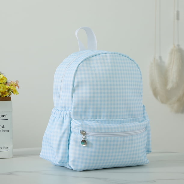 Plaid Backpack For Girls Boys Floral Waterproof Nylon Schoolbag Durable Lightweight Book Bag For Students