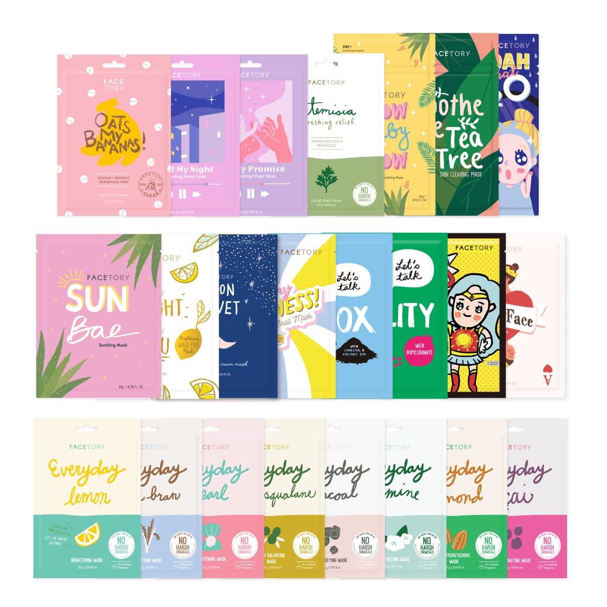 Set De Mascarillas Facetory K Beauty 23 Collection 23 Piezas
