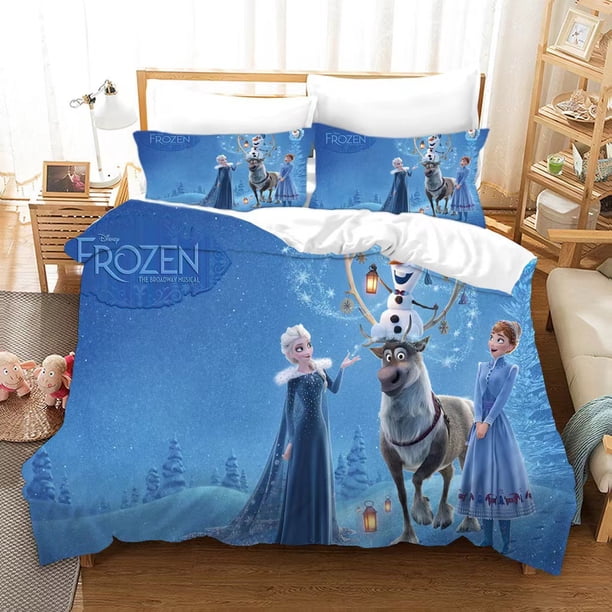 Frozen_Elsa 3 PCS Comforter Set with 2 Pillowcases,Frozen_Elsa Bedding Set Sheet Set for Kids Adults,All Season Lightweight