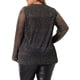 thumbnail image 3 of Agnes Orinda Conjuntos de Halloween Blusa Transparente con Brillo de Pedrería y Lentejuelas de Manga Larga con Escote en V para Mujer de Talla Grande 2X Negro, 3 of 6