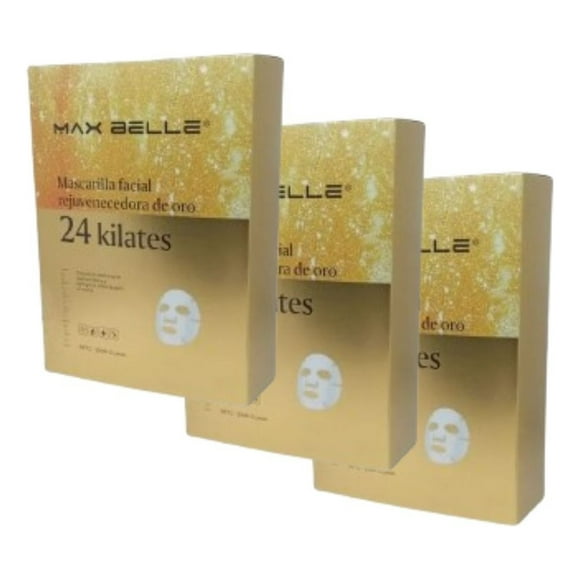 Set 4 Mascarilla Facial Hidratante Rejuvenece 24K Gold Lau
