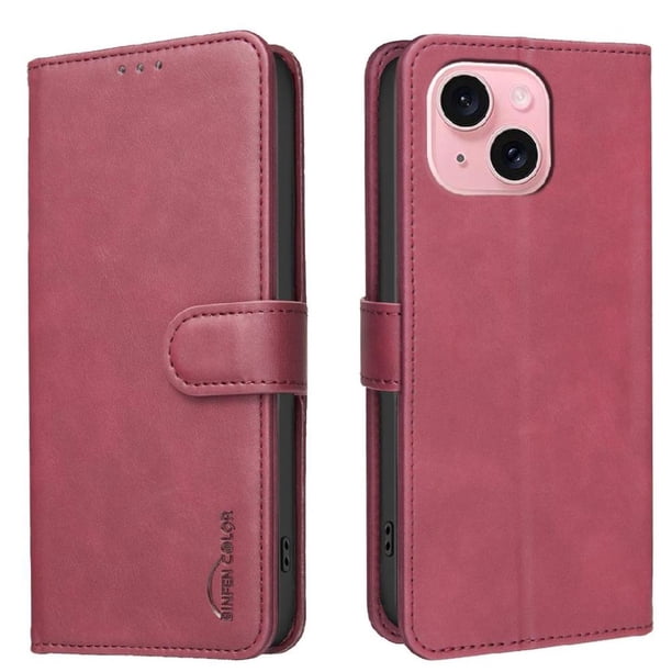 Funda Billetera para iPhone 14 Plus Protección RFID y Soporte Ajustable Rojo
