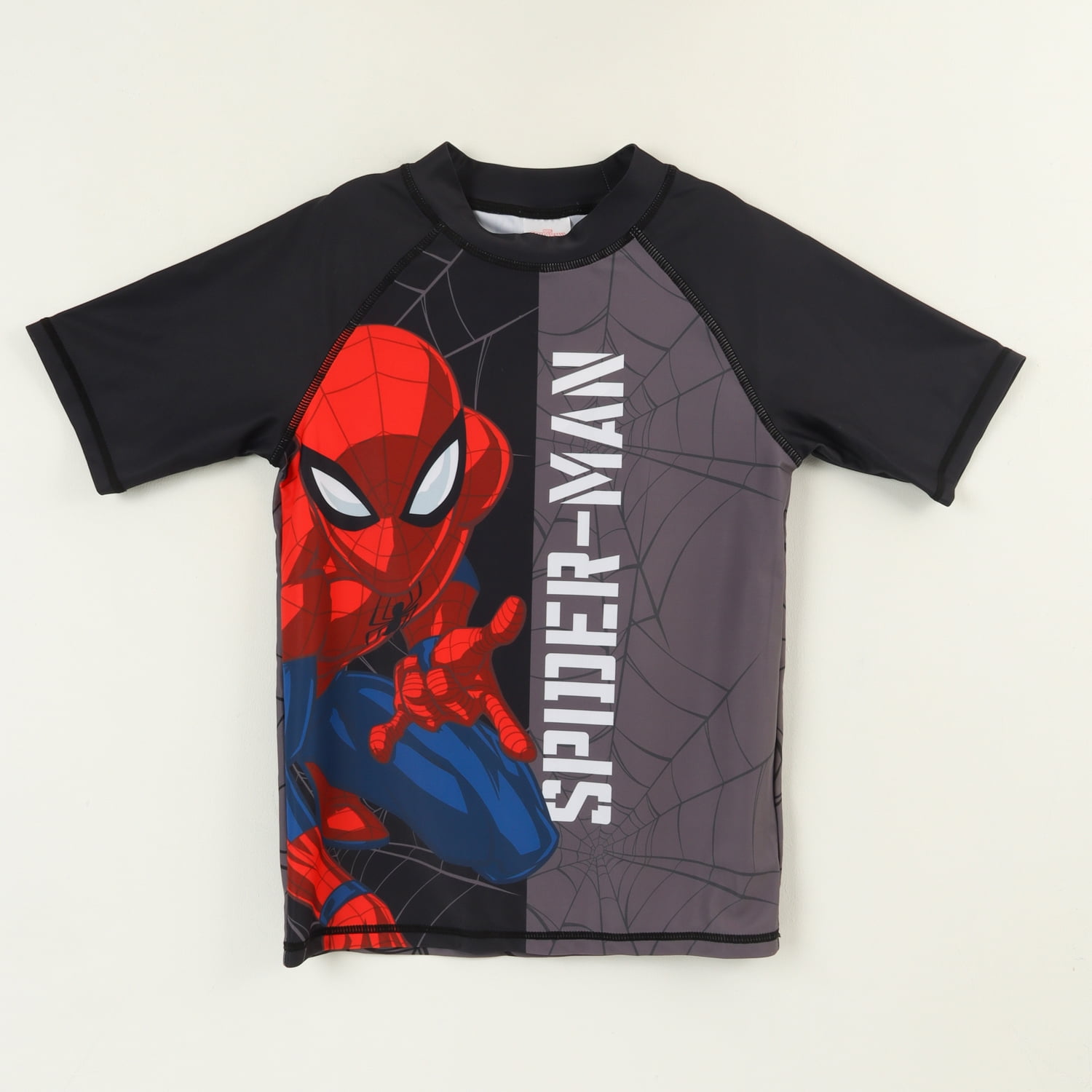 Polera Uv Manga Corta Niño Negro Spiderman Marvel