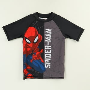 Polera Uv Manga Corta Niño Negro Spiderman Marvel