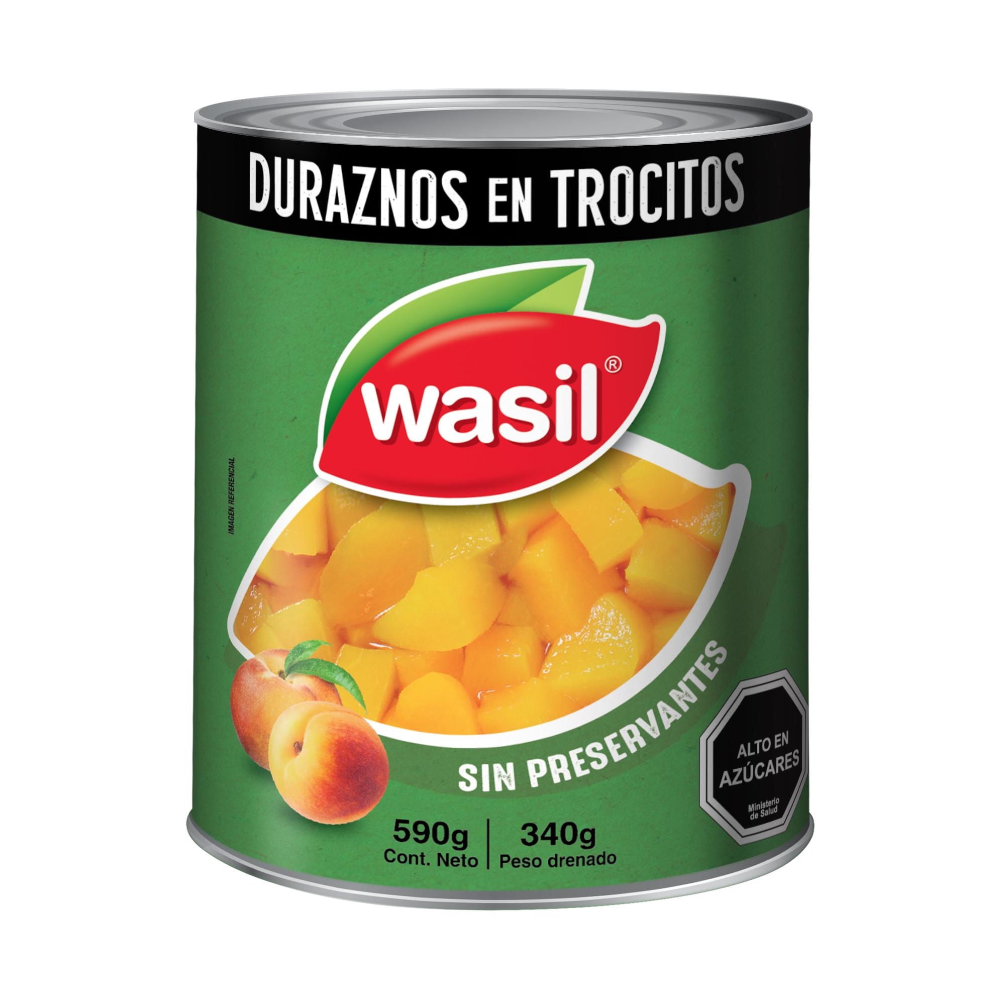 Duraznos En Trocitos Tarro Drenado 340 g - Neto 590 g Wasil