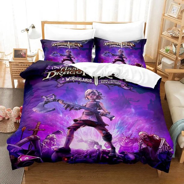 v1669 Bed Sheets Pinting Game Tiny Tina's s Bedding Set Single Twin Full Queen King Size Bed Set Adult Kid Bedroom Duvet cover Sets 3-Piece Bedding Set (1 Duvet Cover + 2 Pillow Shams) Bed Sheets ju16