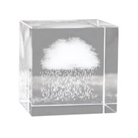 Magideal - Cubo De Cristal 3D Pisapapeles Recuerdos Grabados Adornos Artesanía Cubo Señal Meteorológica Para Cumpleaños Regalo De Navidad Boda Decoración Lluvia