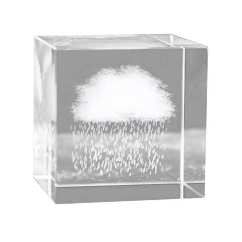 Magideal - Cubo De Cristal 3D Pisapapeles Recuerdos Grabados Adornos Artesanía Cubo Señal Meteorológica Para Cumpleaños Regalo De Navidad Boda Decoración Lluvia